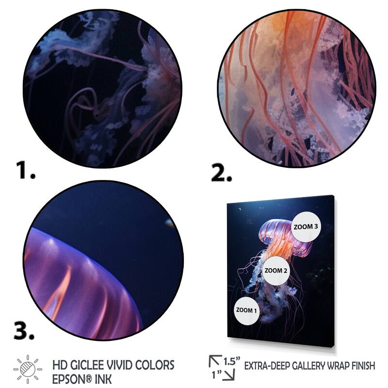 Designart "Ethereal Glow Jellyfish II" Jellyfish Framed Wall Art Prints